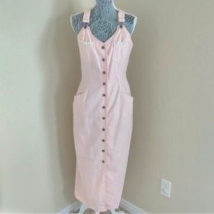 Vintage Pink Denim 100% Cotton Overall Dress